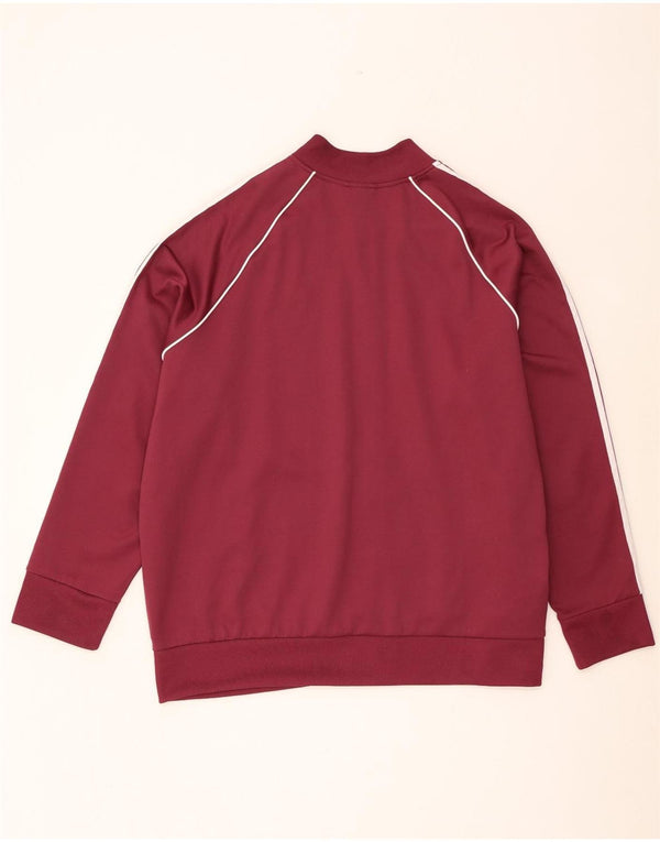 Adidas Womens Tracksuit Top Jacket UK 28/30 3XL Burgundy Cotton