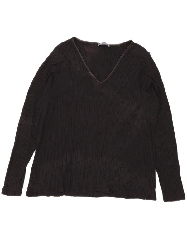 Marks & Spencer Womens Top Long Sleeve UK 24 4XL  Black Viscose