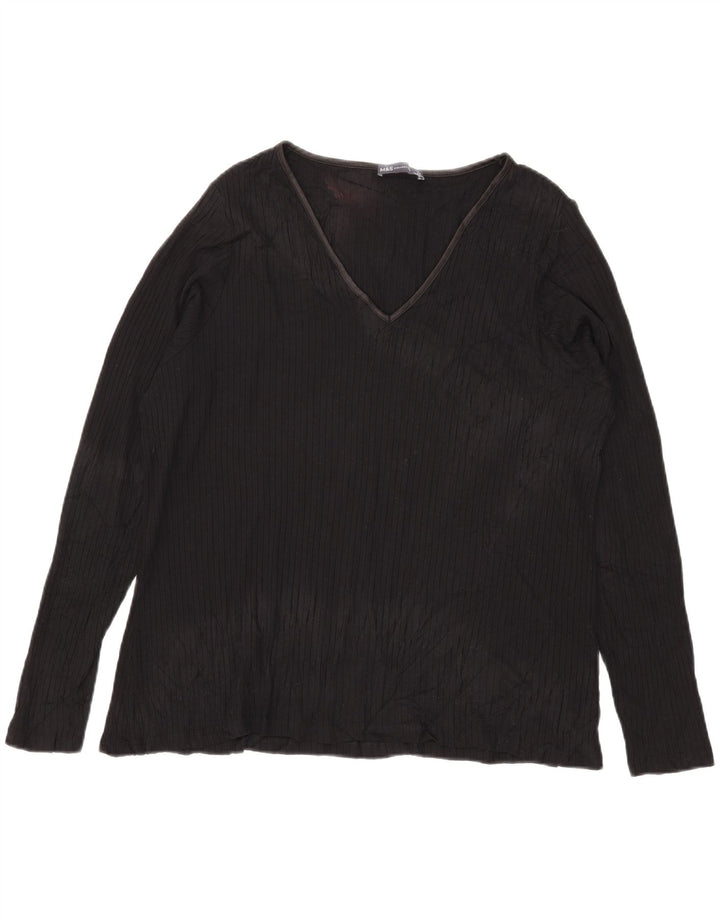Marks & Spencer Womens Top Long Sleeve UK 24 4XL  Black Viscose