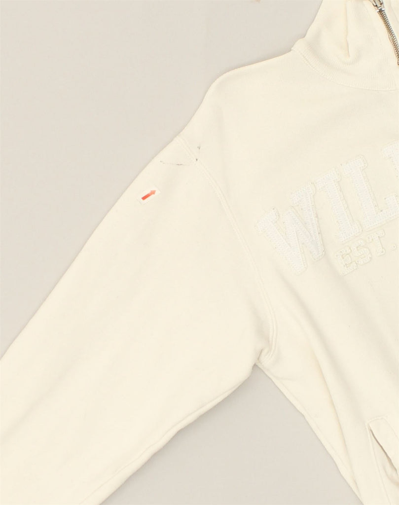 WILLIAMS WILSON Womens Tracksuit Top Jacket UK 14 Large White Cotton | Vintage Williams Wilson | Thrift | Second-Hand Williams Wilson | Used Clothing | Messina Hembry 