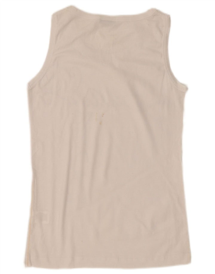 Diadora Womens Graphic Vest Top UK 12 Medium White Cotton