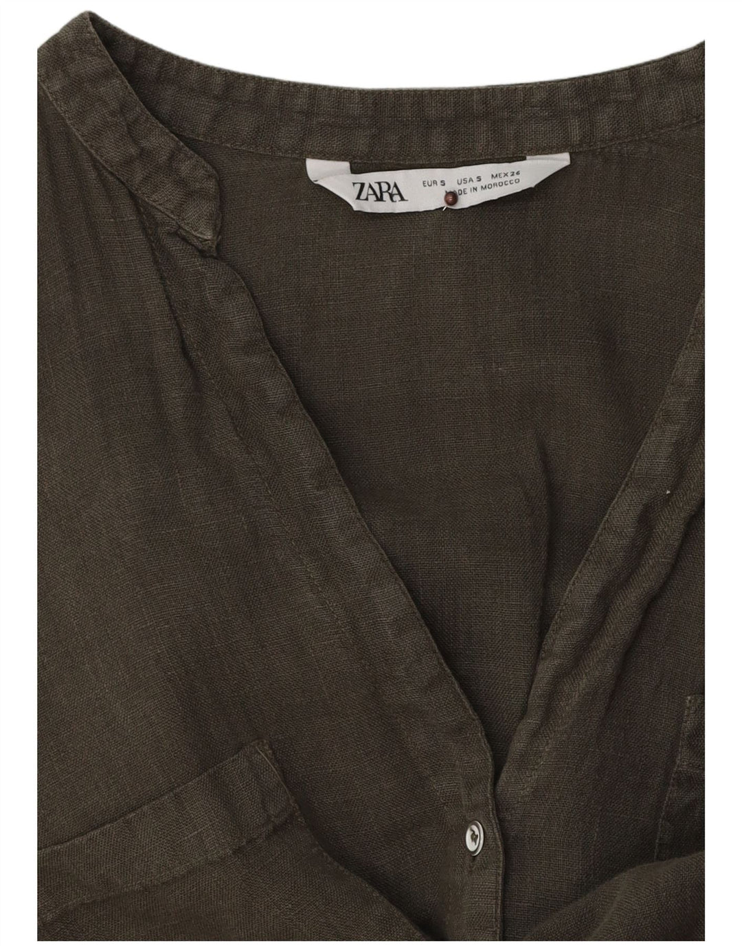 Zara Womens Oversized Shirt Blouse UK 10 Small Khaki