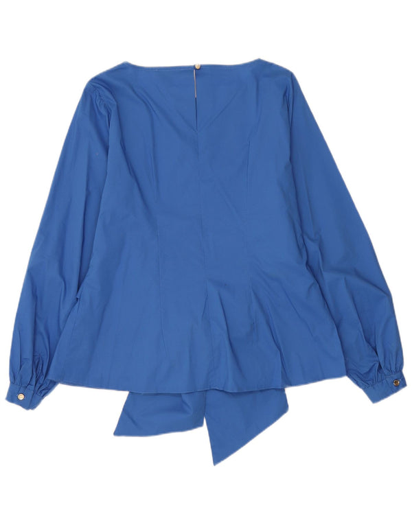 CLOSET Womens Long Sleeve Blouse Top UK 16 Large Blue Cotton