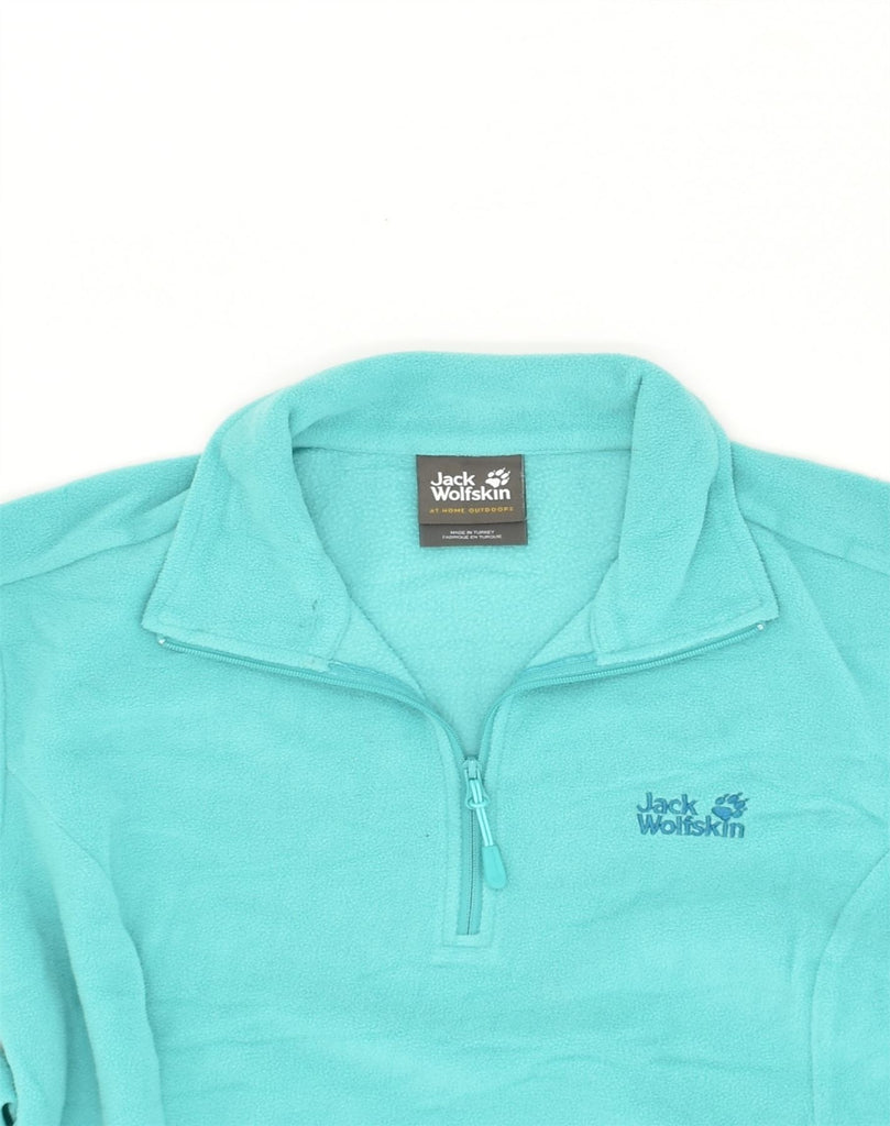 JACK WOLFSKIN Womens Zip Neck Fleece Jumper UK 12 Medium Turquoise | Vintage Jack Wolfskin | Thrift | Second-Hand Jack Wolfskin | Used Clothing | Messina Hembry 