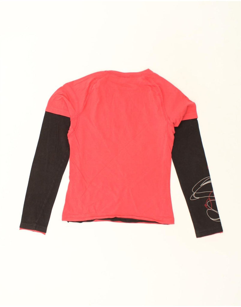 PUMA Womens Graphic Top Long Sleeve UK 12 Medium Red Colourblock | Vintage Puma | Thrift | Second-Hand Puma | Used Clothing | Messina Hembry 