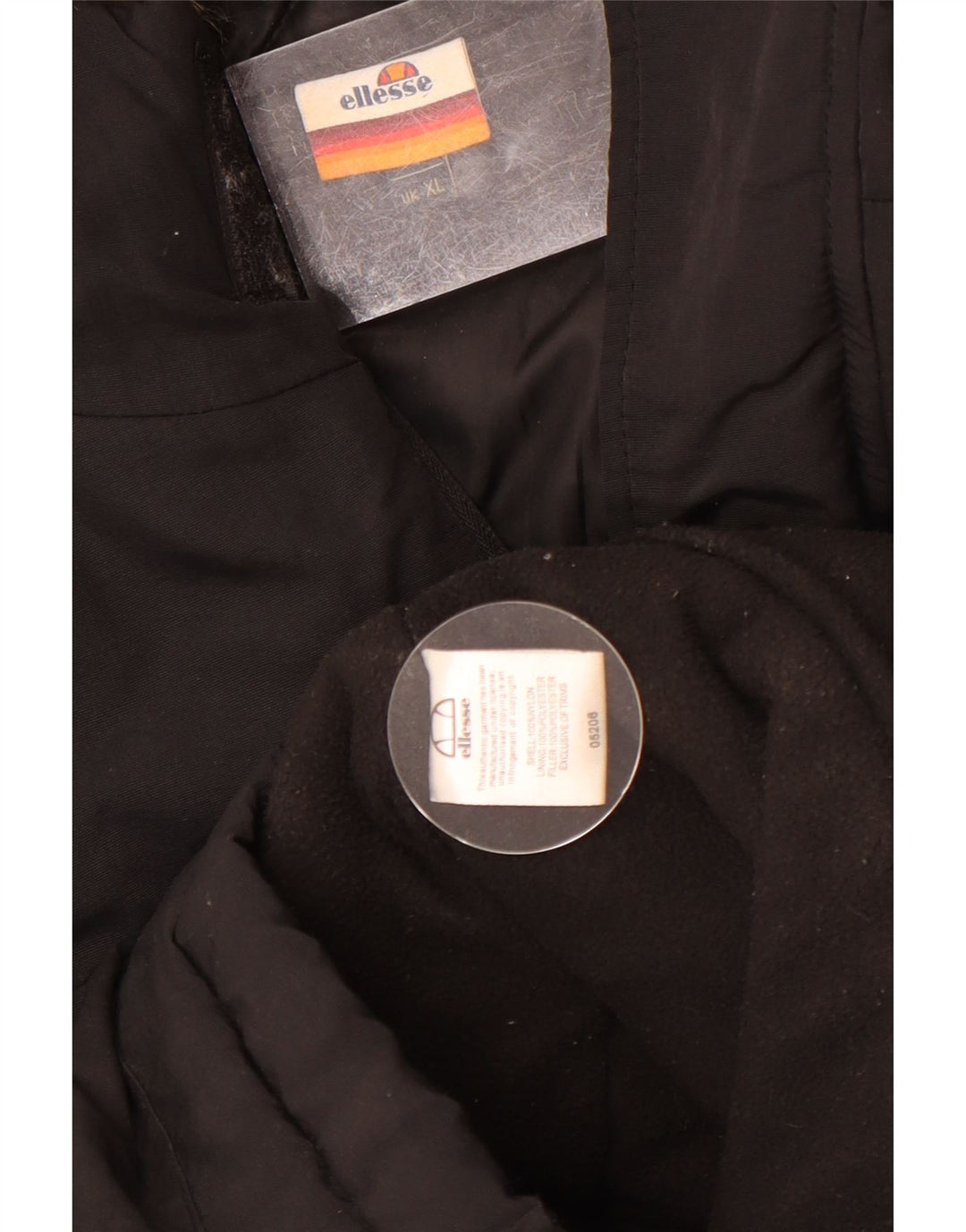 Ellesse Mens Hooded Padded Jacket UK 42 XL Black Nylon