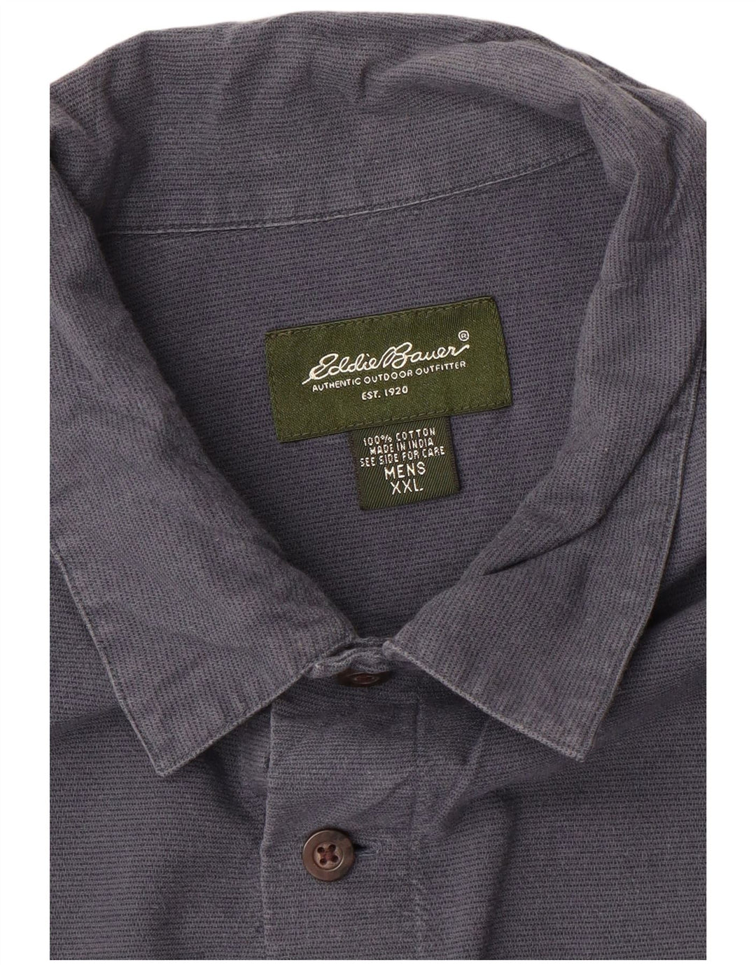 Eddie Bauer Mens Short Sleeve Shirt 2XL Navy Blue Cotton