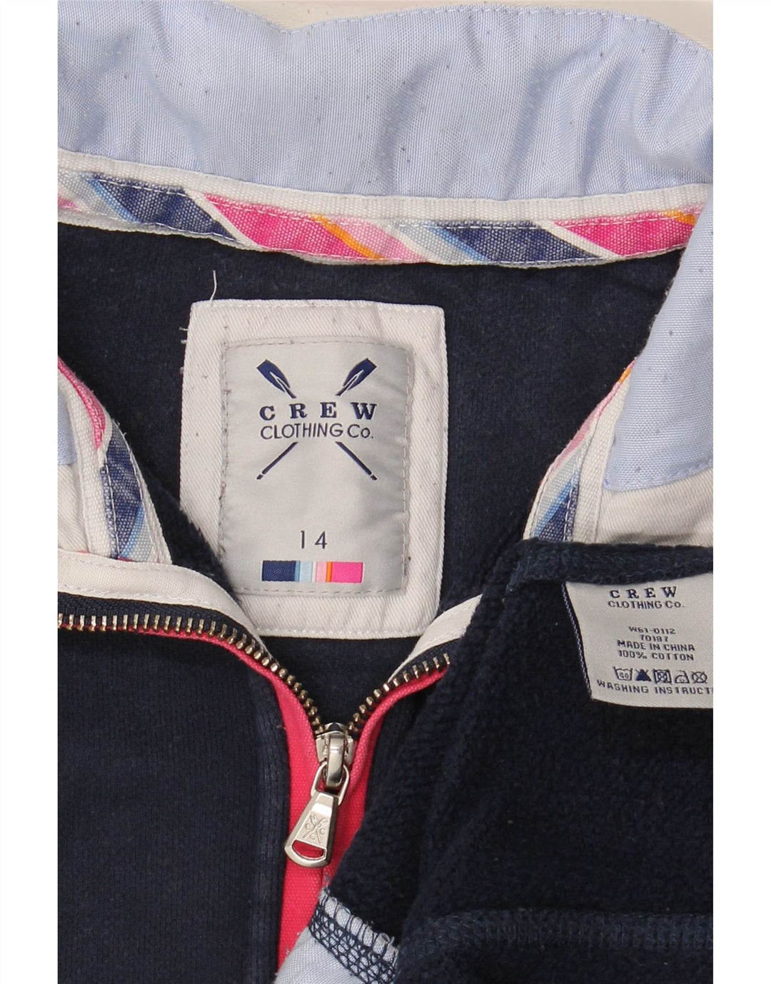 CREW CLOTHING Womens Zip Neck Sweatshirt Jumper UK 14 Large  Navy Blue