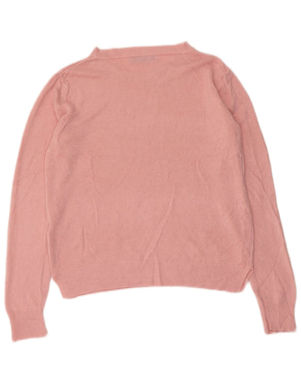 Marks & Spencer Womens Crop Boat Neck Jumper Sweater UK 12 Medium Pink
