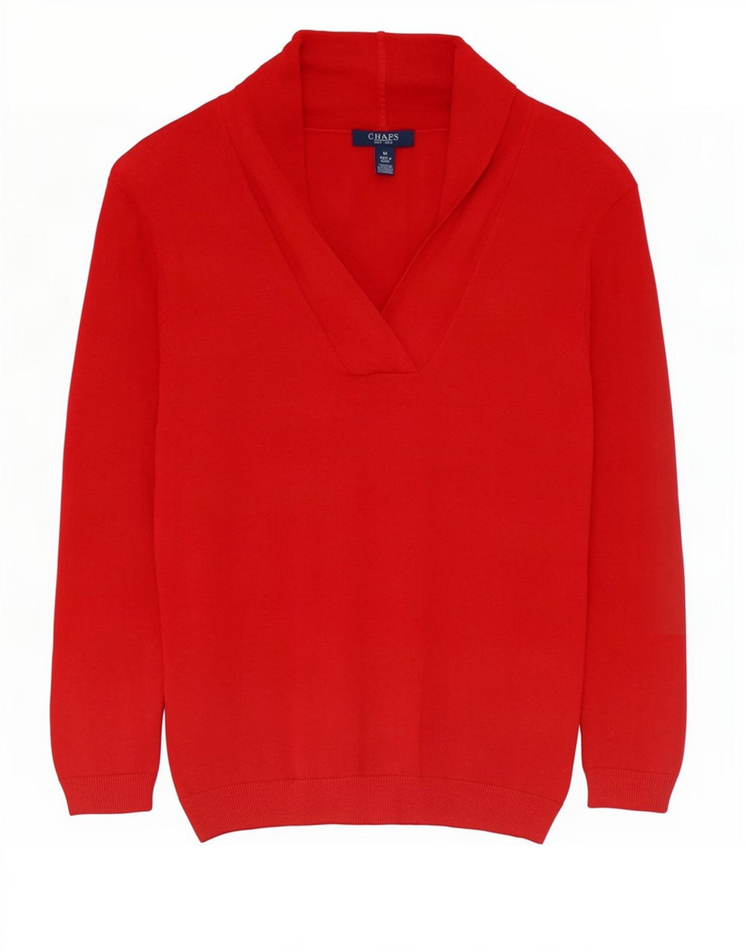Chaps Womens Shawl Neck Jumper Sweater UK 12 Medium Red Silk