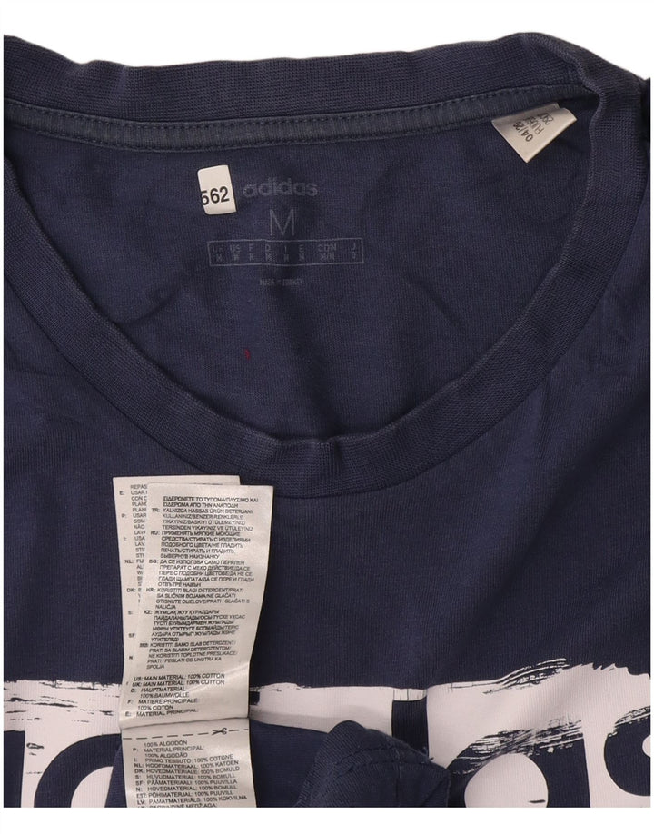 Adidas Mens Graphic T-Shirt Top Medium Navy Blue Cotton