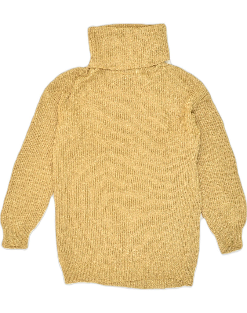 VINTAGE Womens Roll Neck Jumper Sweater UK 12 Medium Yellow Cotton | Vintage Vintage | Thrift | Second-Hand Vintage | Used Clothing | Messina Hembry 