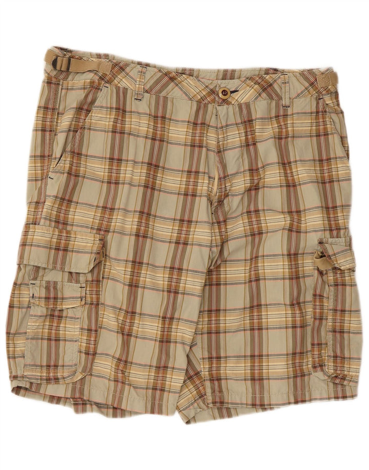 Marlboro Classics Mens Cargo Shorts W38 XL Green Check Cotton