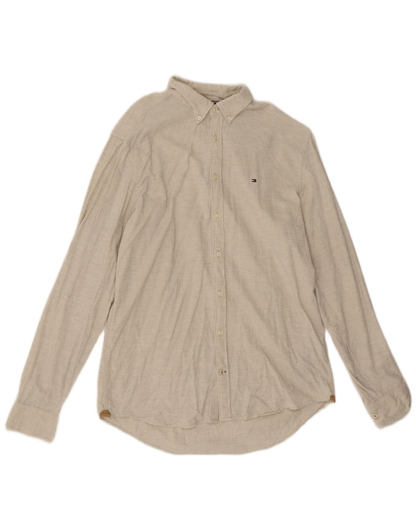 Tommy Hilfiger Mens Corduroy Regular Fit Shirt Large Beige Cotton