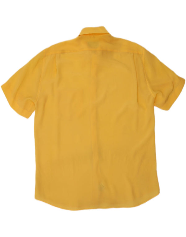Vintage Mens Short Sleeve Shirt Large Yellow Polyester