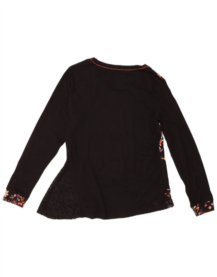 Joe Browns Womens Top Long Sleeve UK 14 Medium Black Floral Viscose