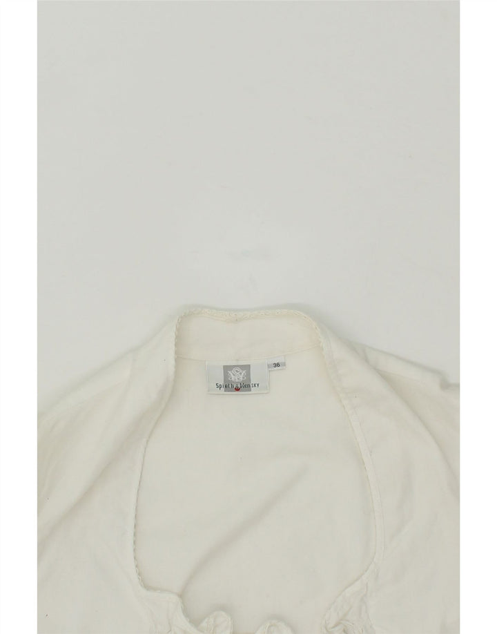 SPIETH & WENSKY Womens Crop Blouse Top EU 36 Small White Polyester Vintage Spieth & Wensky and Second-Hand Spieth & Wensky from Messina Hembry 
