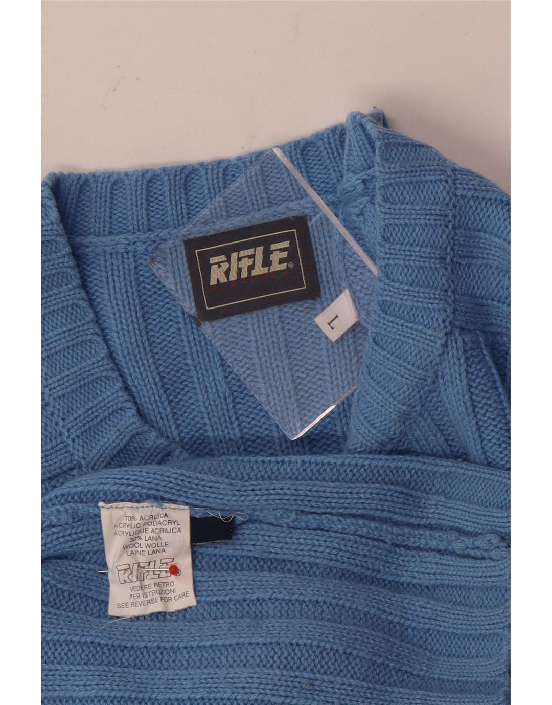 Rifle Mens Crew Neck Jumper Sweater Large Blue Acrylic