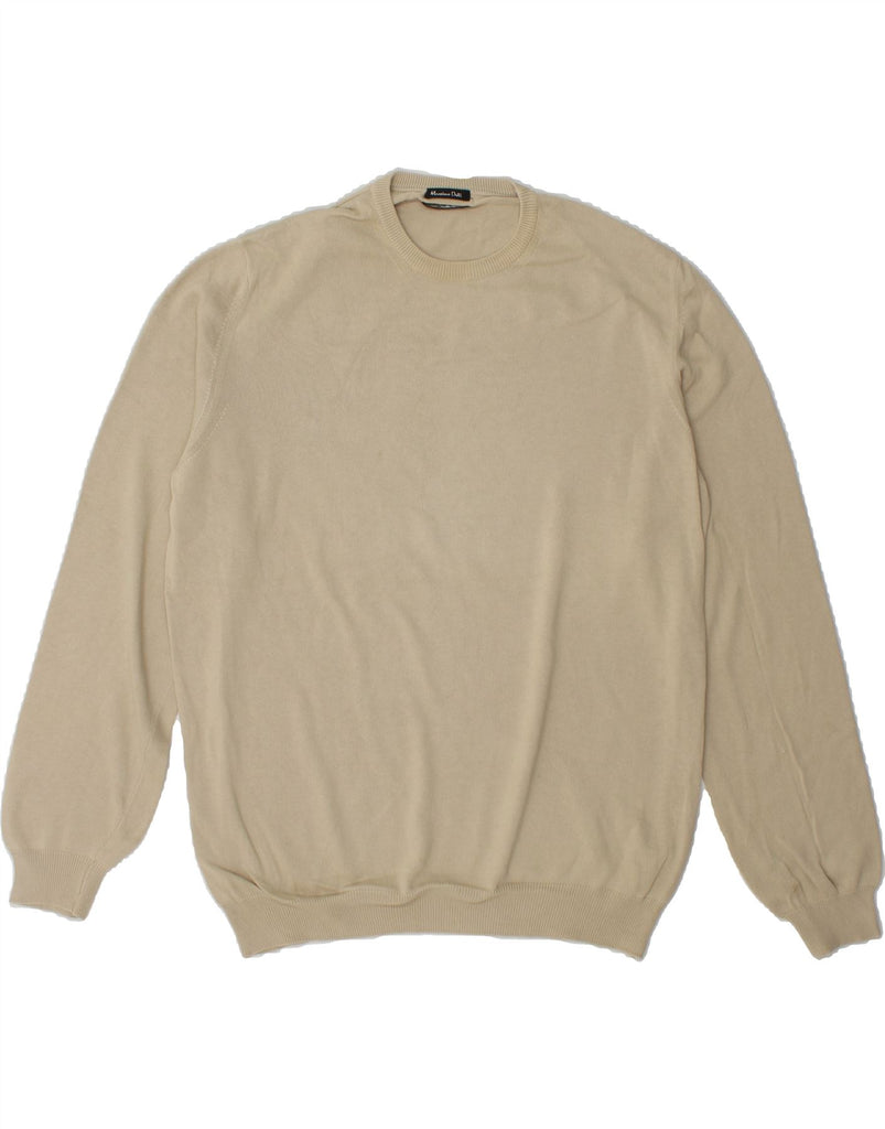 MASSIMO DUTTI Mens Crew Neck Jumper Sweater Large Beige Cotton Vintage Massimo Dutti and Second-Hand Massimo Dutti from Messina Hembry 