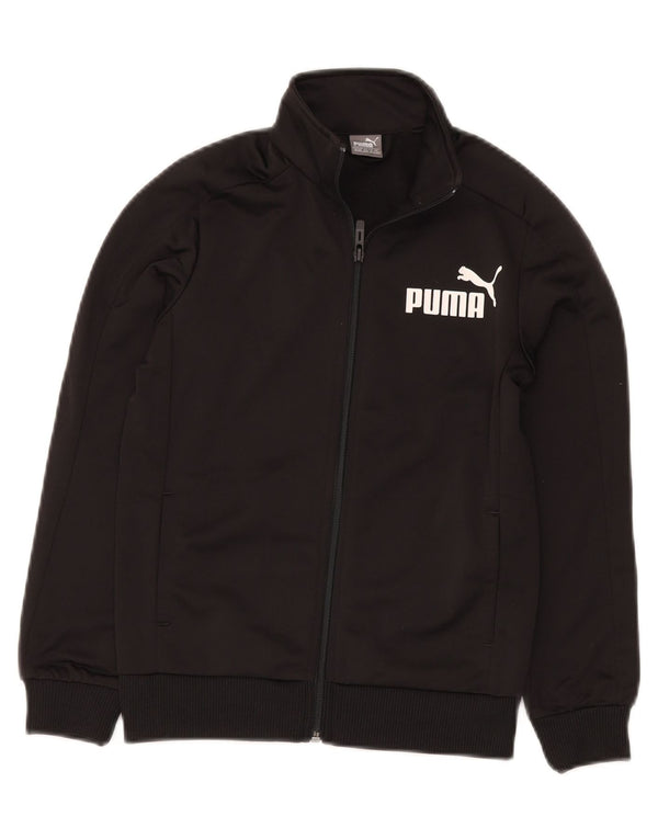 PUMA Boys Graphic Tracksuit Top Jacket 9-10 Years Medium Black Polyester