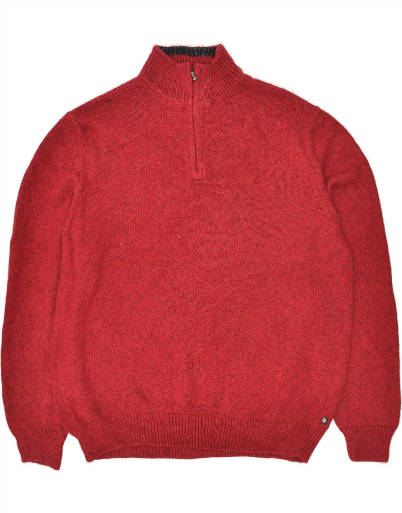 CHAPS Mens Tall Zip Neck Jumper Sweater XL Red Flecked Cotton Vintage Chaps and Second-Hand Chaps from Messina Hembry 