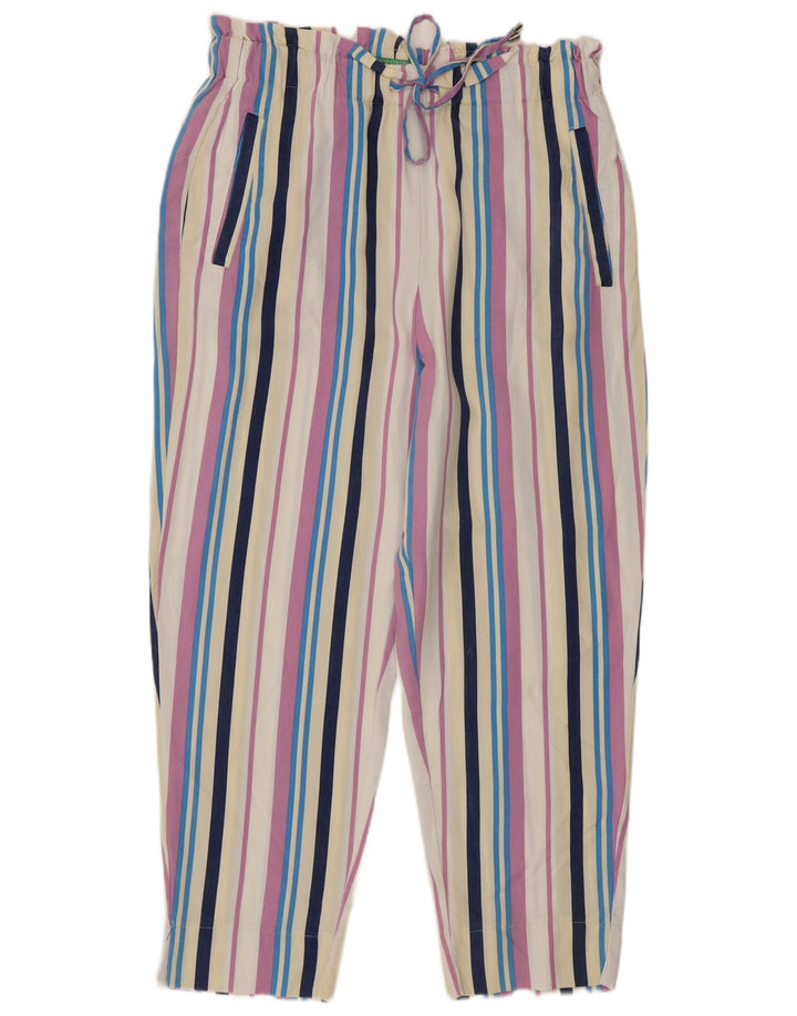 Benetton Womens Cropped Trousers Medium W30 L26 Multicoloured Striped