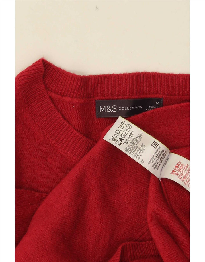 Marks & Spencer Womens Boat Neck Jumper Sweater UK 14 Medium Red Acrylic