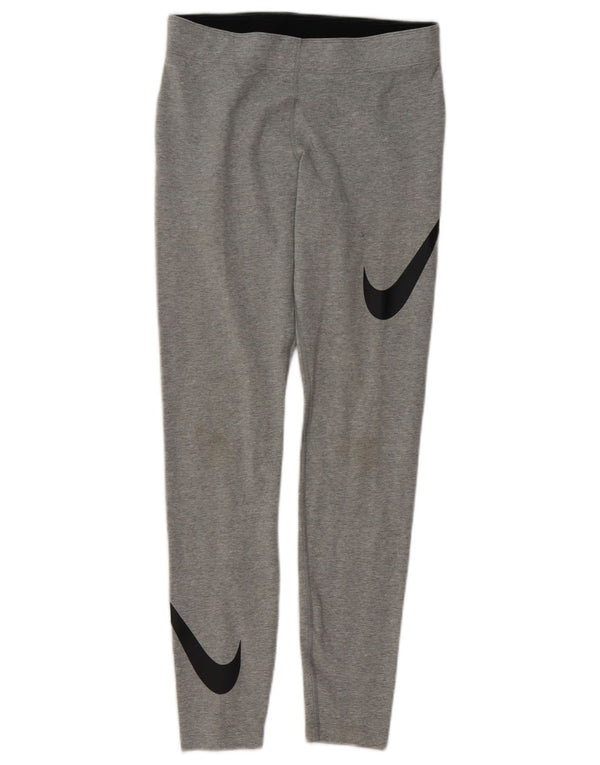 Nike Womens Leggings UK 14 Medium Grey Cotton Sports