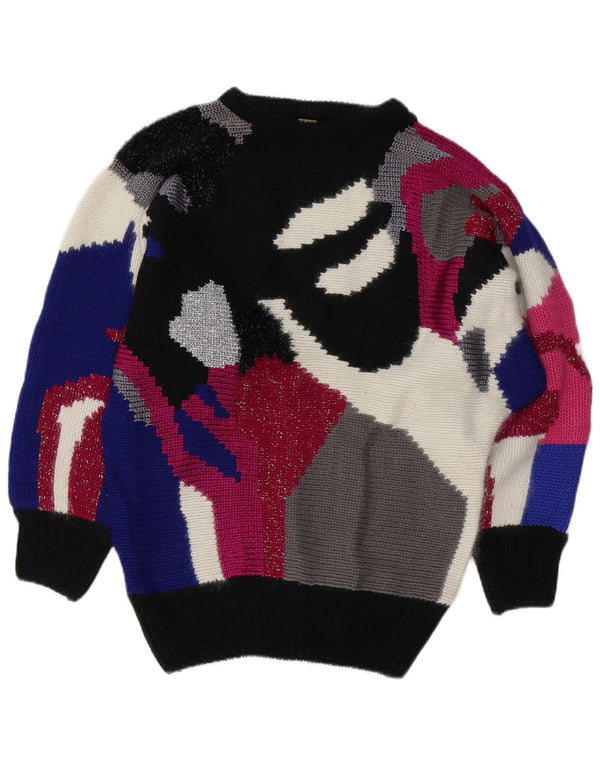 VINTAGE Womens Boat Neck Jumper Sweater UK 8/10 Small Multicoloured