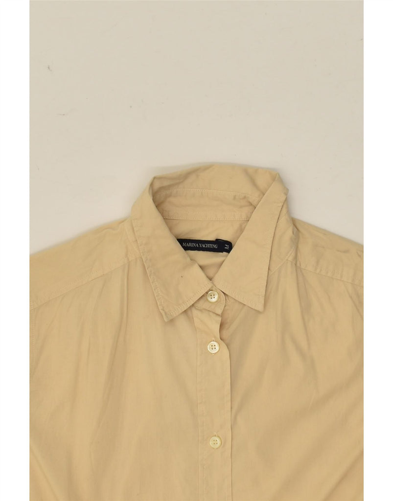 MARINA YACHTING Womens Shirt UK 14 Medium Beige Cotton | Vintage Marina Yachting | Thrift | Second-Hand Marina Yachting | Used Clothing | Messina Hembry 