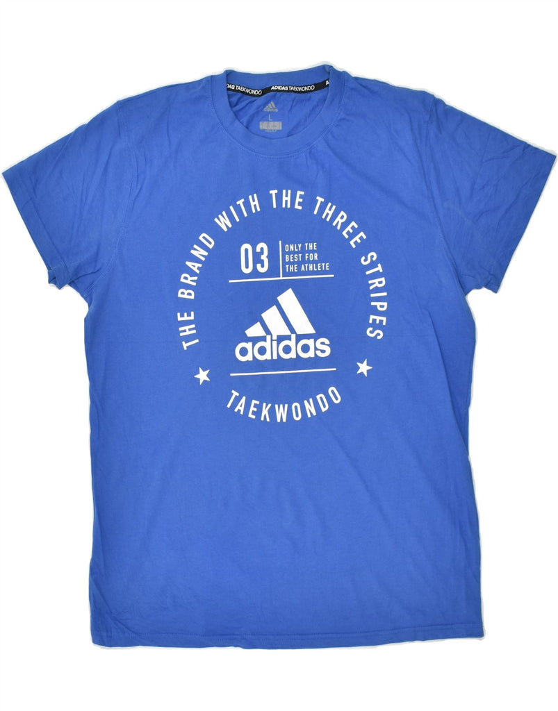 ADIDAS Mens Graphic T-Shirt Top Large Blue Cotton | Vintage Adidas | Thrift | Second-Hand Adidas | Used Clothing | Messina Hembry 