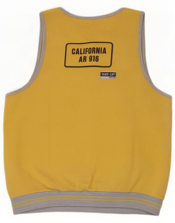 Adidas Mens Graphic Sleeveless Sweatshirt Jumper Small Yellow Colourblock