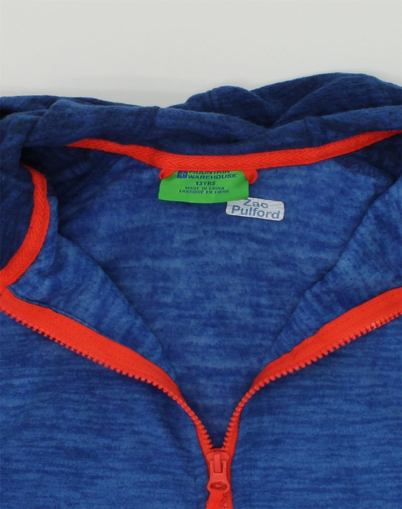 MOUNTAIN WAREHOUSE Girls Hooded Fleece Jacket 12-13 Years Blue Colourblock | Vintage Mountain Warehouse | Thrift | Second-Hand Mountain Warehouse | Used Clothing | Messina Hembry 