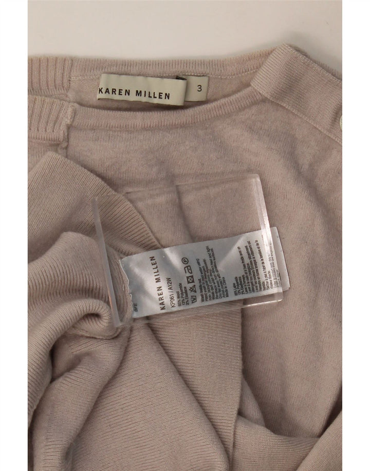 KAREN MILLEN Womens Crop 3/4 Sleeve Boat Neck Jumper Sweater UK 0 2XS Grey