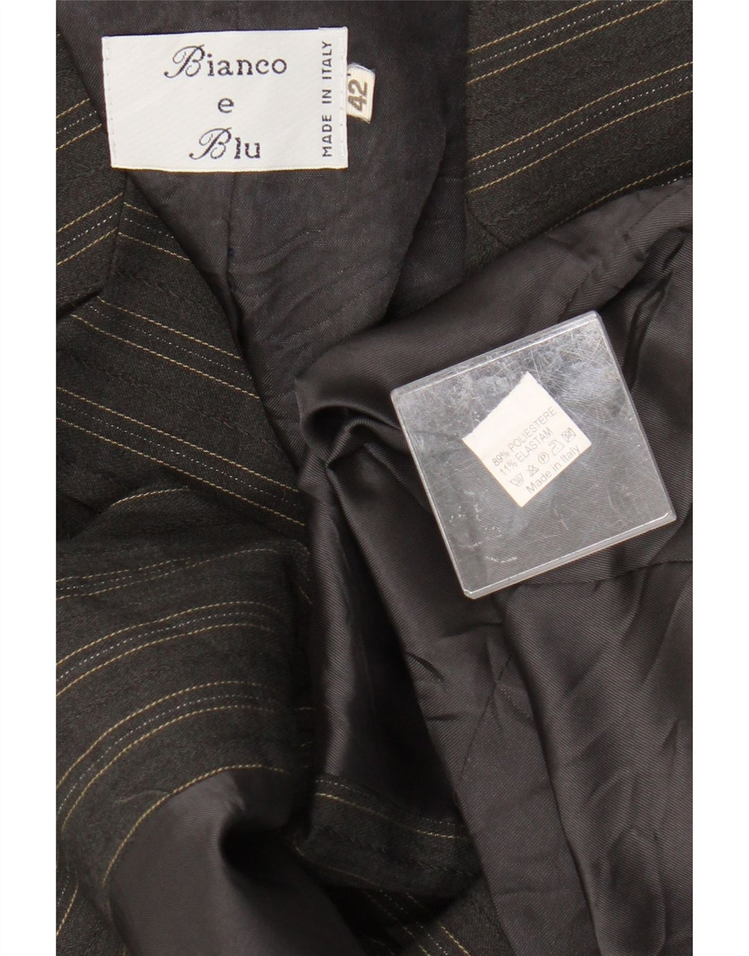 Bianco e Blu Womens 2 Button Blazer Jacket IT 42 Medium Grey Striped