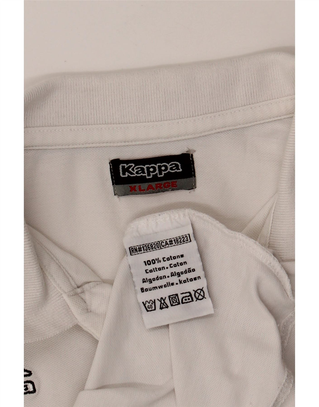 KAPPA Mens Polo Shirt XL White Cotton Vintage Kappa and Second-Hand Kappa from Messina Hembry 