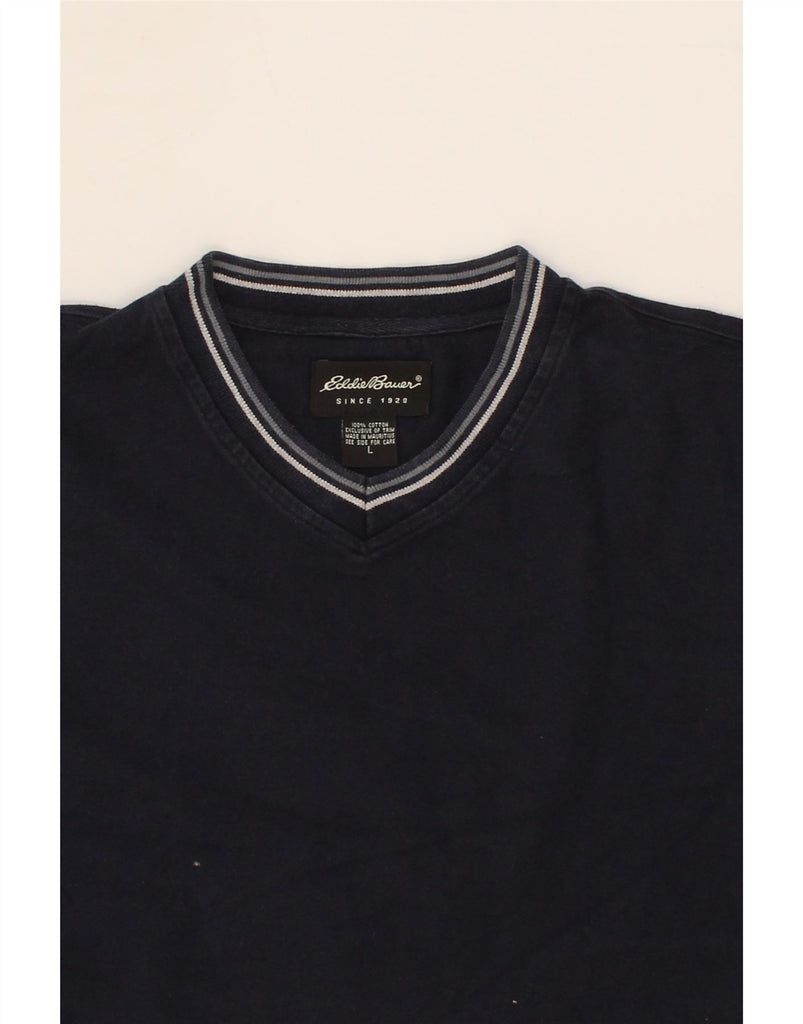 EDDIE BAUER Mens T-Shirt Top Large Navy Blue Cotton Vintage Eddie Bauer and Second-Hand Eddie Bauer from Messina Hembry 
