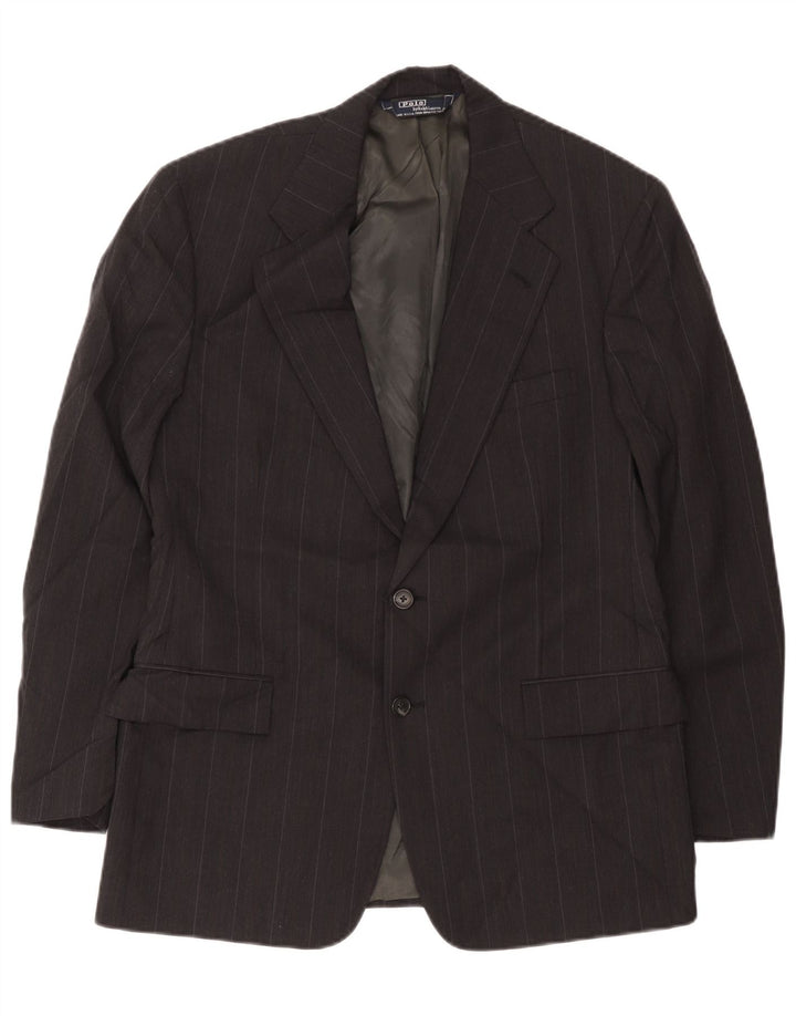 Polo Ralph Lauren Mens 2 Button Blazer Jacket UK 38 Medium Black Striped