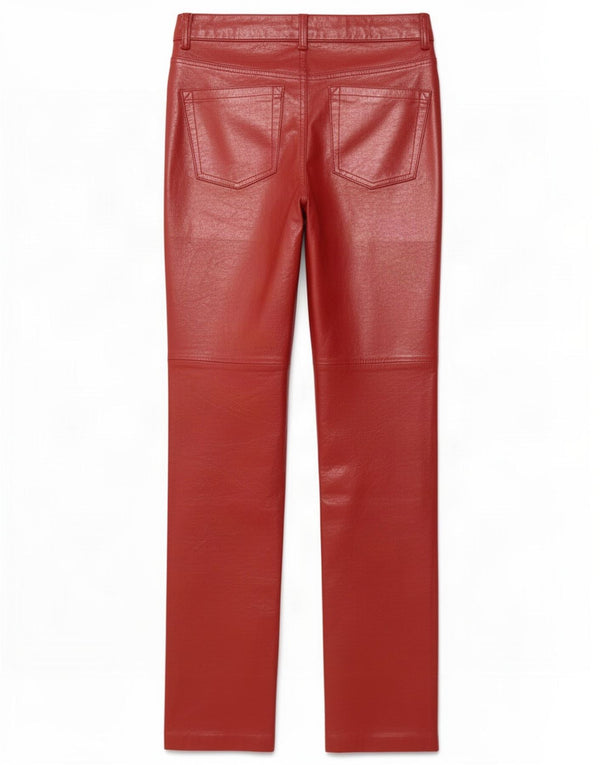 Gap Womens Bootcut Leather Trousers US 4 Small W28 L30 Burgundy