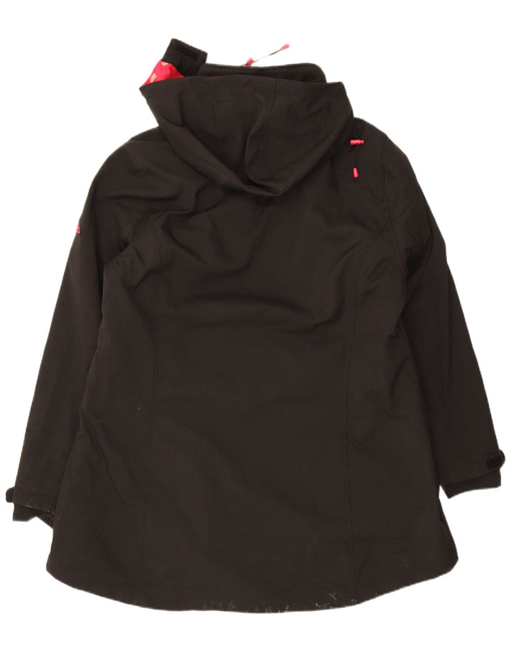 Vintage Womens Hooded Loose Fit Windbreaker Jacket UK 18 XL Black Polyester