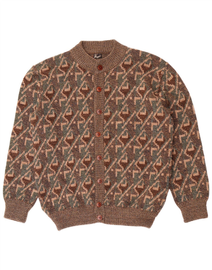 Mapier Mens Cardigan Sweater Large Brown Geometric