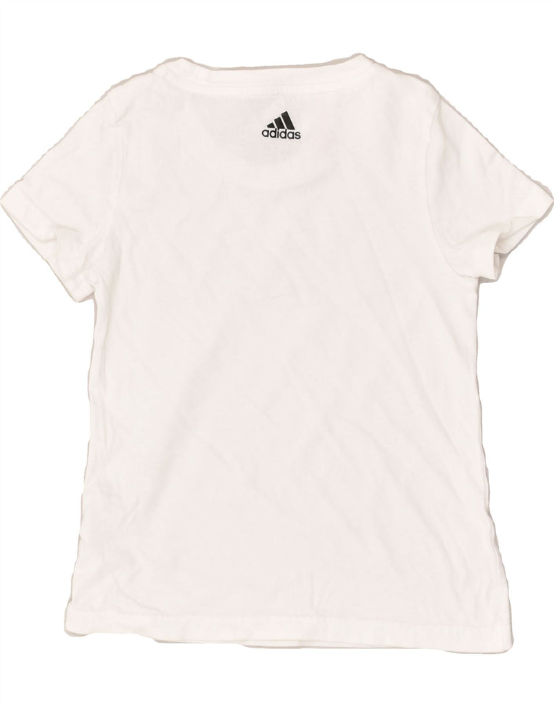 ADIDAS Girls Graphic T-Shirt Top 9-10 Years White Cotton | Vintage Adidas | Thrift | Second-Hand Adidas | Used Clothing | Messina Hembry 