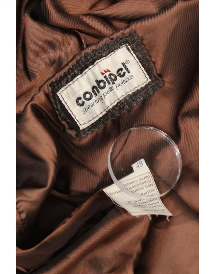 Conbipel Womens Oversized Leather Coat IT 48 XL Brown Leather