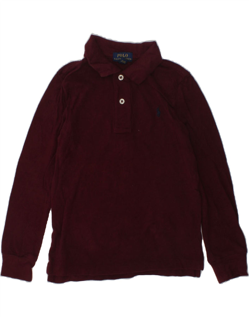 POLO RALPH LAUREN Boys Long Sleeve Polo Shirt 4-5 Years Burgundy Cotton | Vintage Polo Ralph Lauren | Thrift | Second-Hand Polo Ralph Lauren | Used Clothing | Messina Hembry 