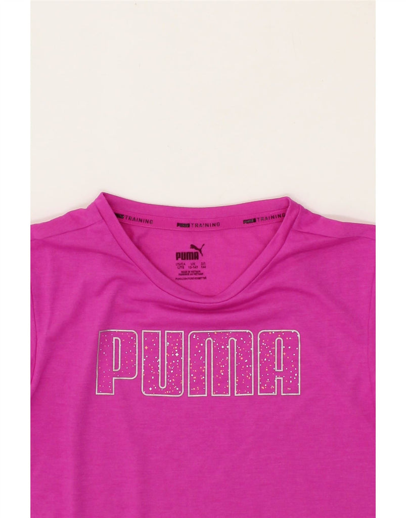 PUMA Girls Graphic T-Shirt Top 13-14 Years Pink Vintage Puma and Second-Hand Puma from Messina Hembry 