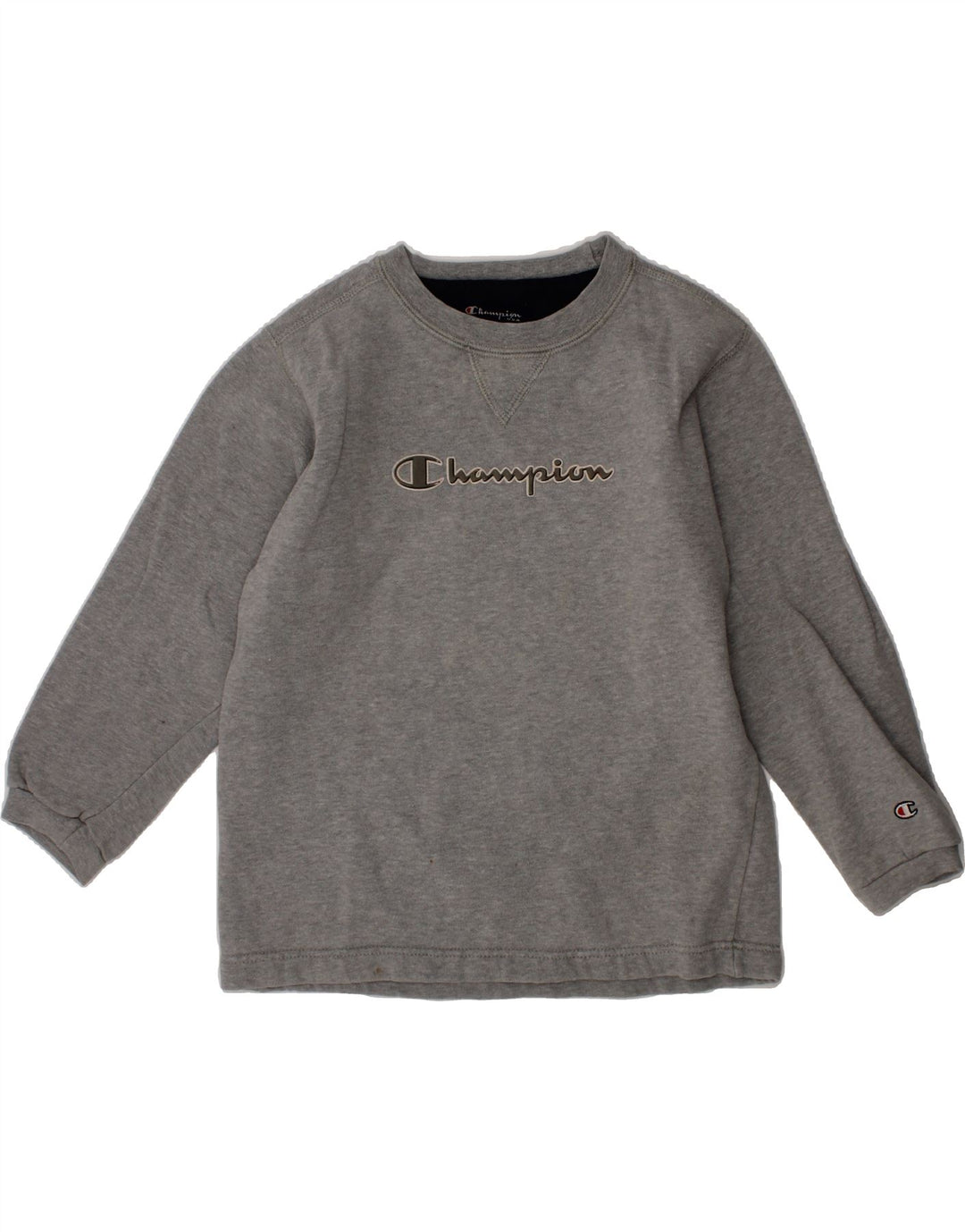 CHAMPION Boys Graphic Sweatshirt Jumper 5-6 Years Grey Cotton Vintage Champion and Second-Hand Champion from Messina Hembry 