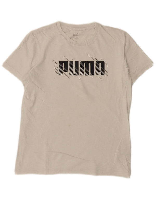 Puma Boys Graphic T-Shirt Top 13-14 Years Large White Cotton
