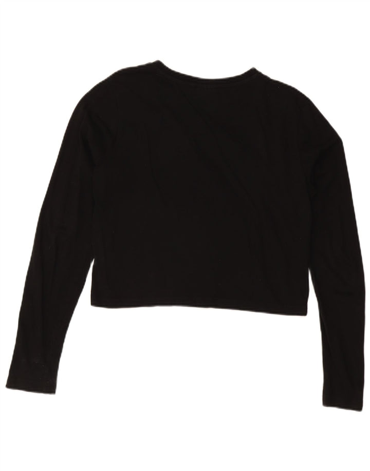 FILA Womens Crop Graphic Top Long Sleeve UK 14 Medium Black