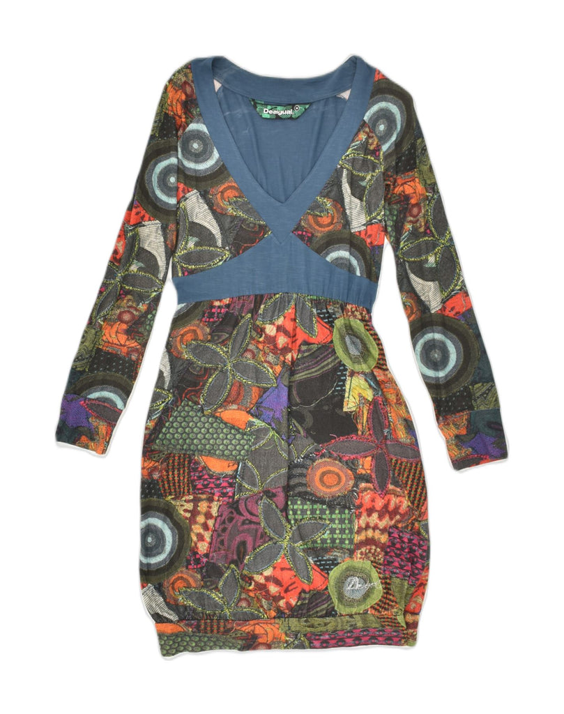 DESIGUAL Womens Graphic Long Sleeve Bubble Dress UK 12 Medium Multicoloured | Vintage Desigual | Thrift | Second-Hand Desigual | Used Clothing | Messina Hembry 