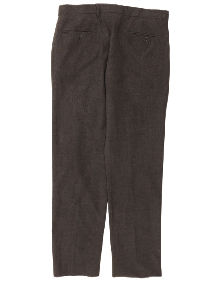 Marks & Spencer Mens Straight Suit Trousers W32 L31 Grey Wool